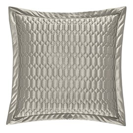 Five Queens Court Saranda Satin Geometric Quilted Euro Pillow Sham, Silver