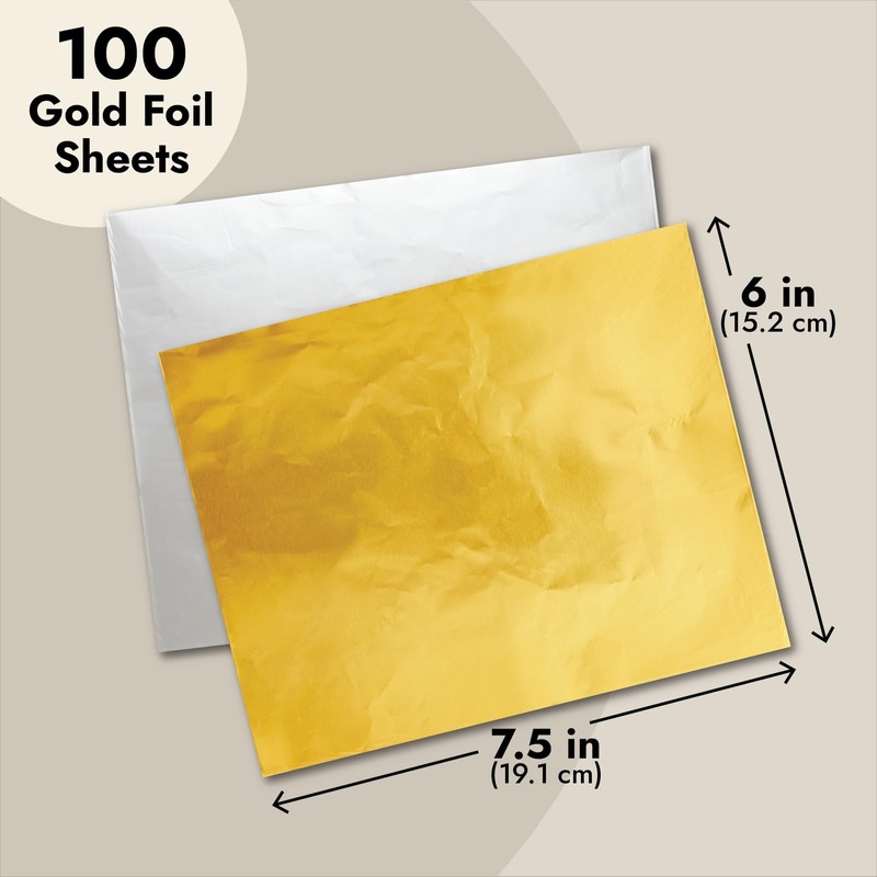 Juvale 100 Pack Gold Foil Sheets for Chocolate and Candy