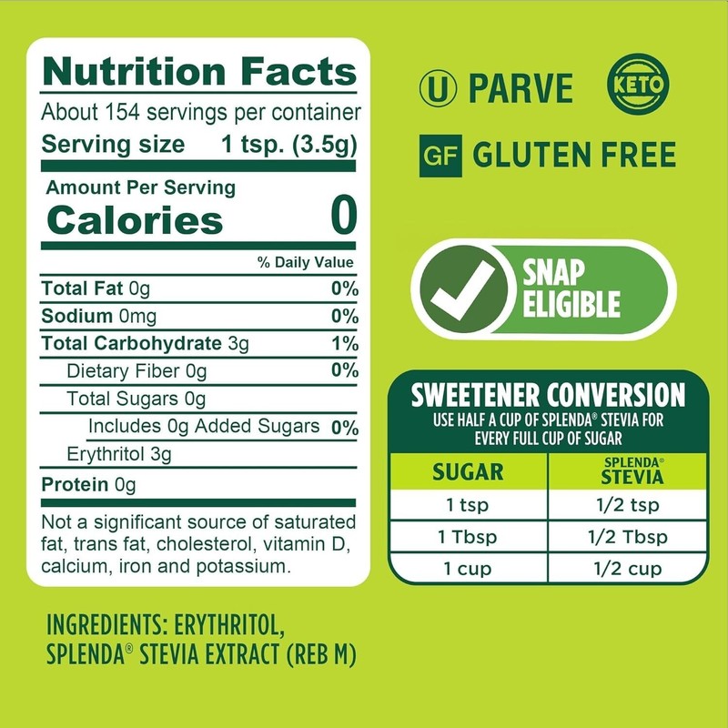 SPLENDA Stevia Zero Calorie Sweetener, Plant Based Sugar Substitute 19