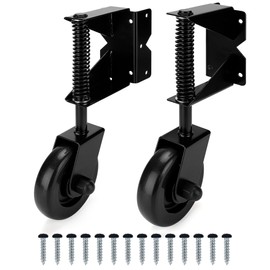 BOODVON Heavy Duty Gate Wheel, Gate Casters for Outdoor Wooden Gates or Fence Gates, Spring loaded Gate Wheel Caster for Uneven Floors, Gate Wheels with 360° Swivel, Left&Right, Black