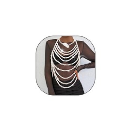 Coridy Pearl Body Chain Necklace Set Shell Choker Necklaces Layered Pearl Bra Chain Summer Beach Bikini Body Jewelry for Women