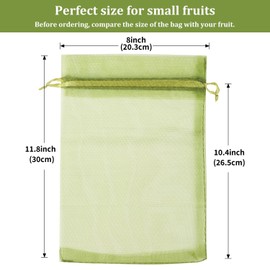 100 Pcs Fruit Protection Netted Bags, 8x12in Mesh Covers for Trees, Green Guards for Grapes & Mango Fruit Trees