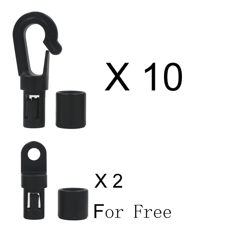 10 Pcs Bungee/ Shock Cord Hook Fixed End Tabbed S