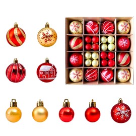Adornos para Arbol de Navidad, 44 Piezas Juego de Esferas Navideñas, Adornos de Esferas para Árbol de Navidad, Bolas de Delicada Pintura y Brillante