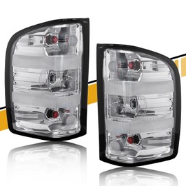 CLERYYE Tail Light Assembly Pair Compatible with Silverado 07-13 1500 | 07-14 2500HD 3500HD, Replaces 25958482 25958483, w/Bulb Harness, Left and Right Side, White Housing Red Border