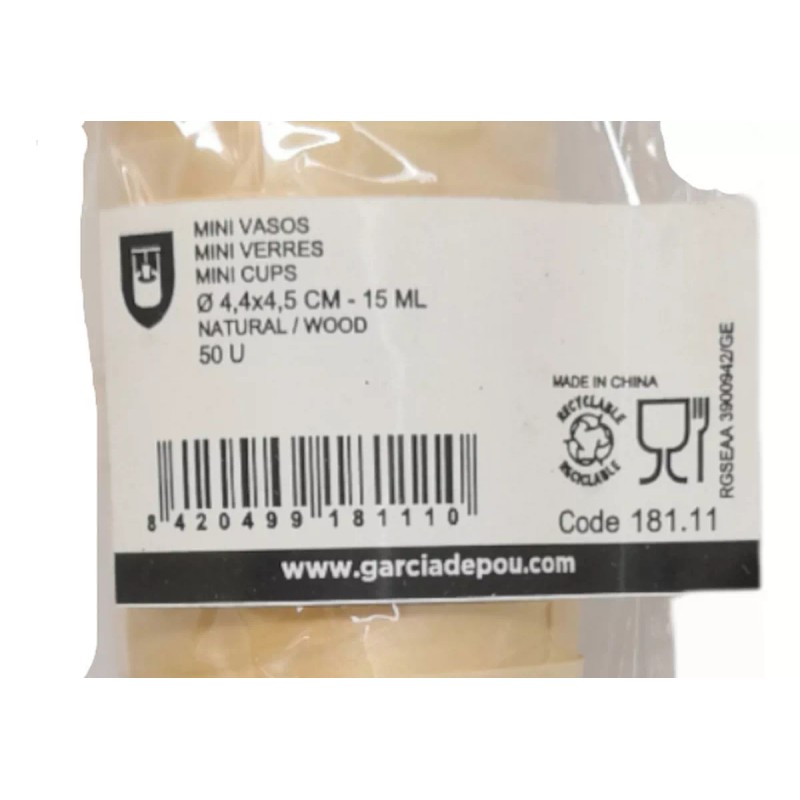 Comecializadora Sesuconsa Mini Vasos Hojuela De Pino 4.4x4.5cm 15ml Pack