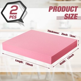 2 Pieces Pink Insulation Foam 15" x 12" 2" Thick Insulation Board Insulating XPS Foam Board for Home Improvements Projects Wall Window Ceiling Coverings Craft