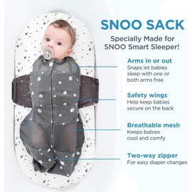 happiest baby SNOO Sleeping Bag - 100% Organic Cotton Baby Swaddle Blanket - Designed by Doctors Promotes Healthy Hip Development (Planet Anthracite, XL)