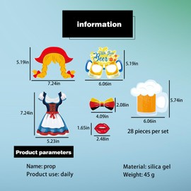 CLDURHGE Oktoberfest Photo Booth Props Funny Bavarian Photo Props Booth Props Bavarian Decoration Party Activity Ocotberfest Photo Accessories (28 Pieces)