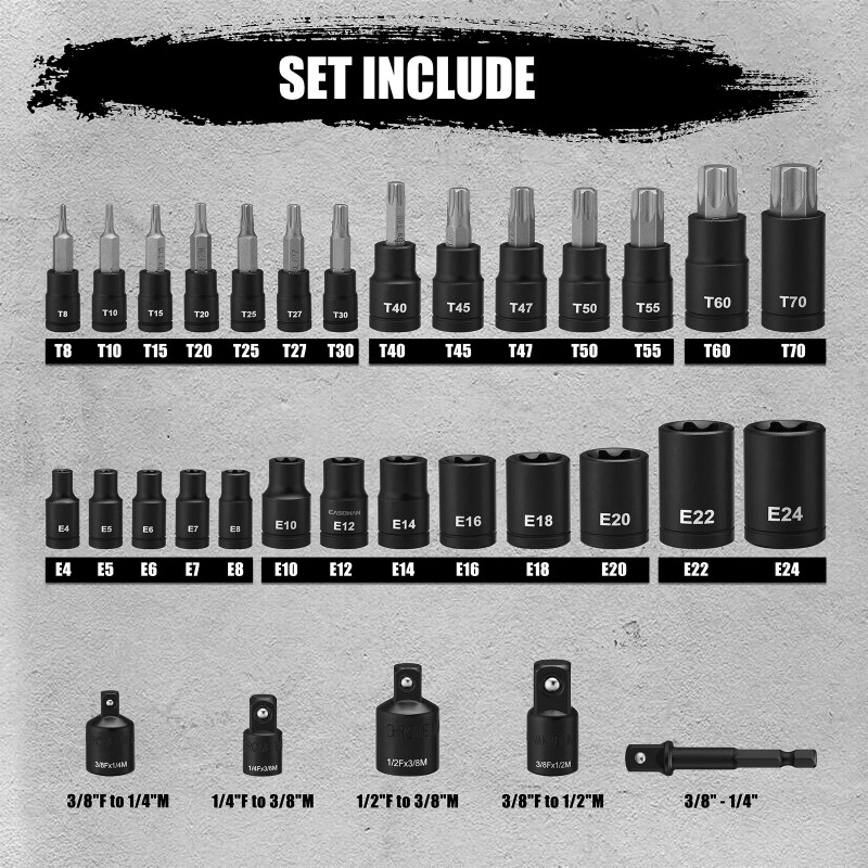 Unbranded 32PCS Torx Bit Socket and Female External Socket Set,