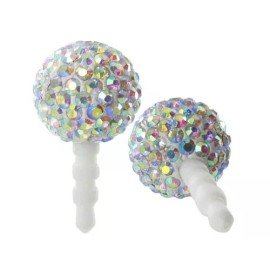 Generic Crystal Rhinestone Dust Plug for 3.5mm Audio Port - Iridescent Disco Ball