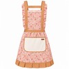 Retro Floral Canvas Apron for Kitchen Cooking – Ruffle Edge