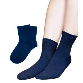 Chica Hurra Women's Socks, Crew Length, Made in Japan, 9.1 - 9.8 inches (23 - 25 cm), Set of 2 Pairs, navy, 23.0-25.0 cm