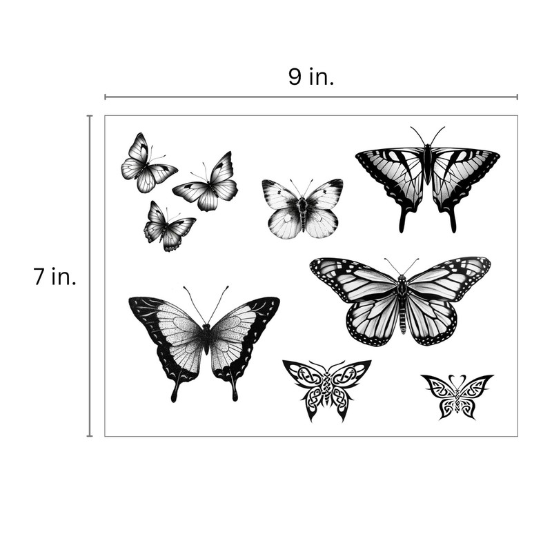 One Grace Small Butterfly Temporary Tattoos - Realistic Black and