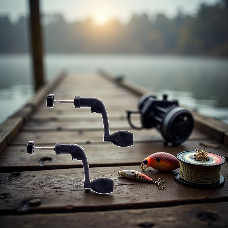 Pack of 2 Black Universal Plastic Power Handle Fishing Reels