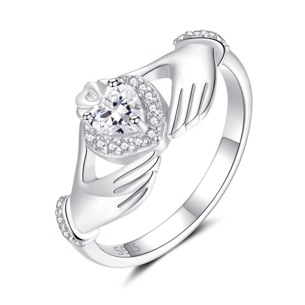 Claddagh Rings for Women: 925 Sterling Silver Irish Heart Ring