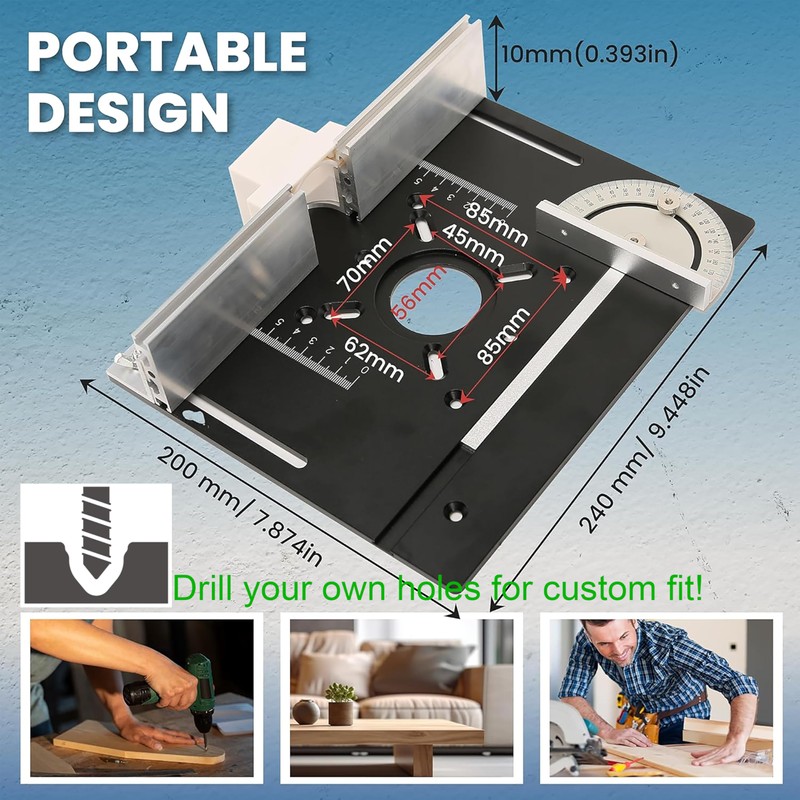 Elestoria Aluminum Router Table Insert Plate | Router Flip Plate