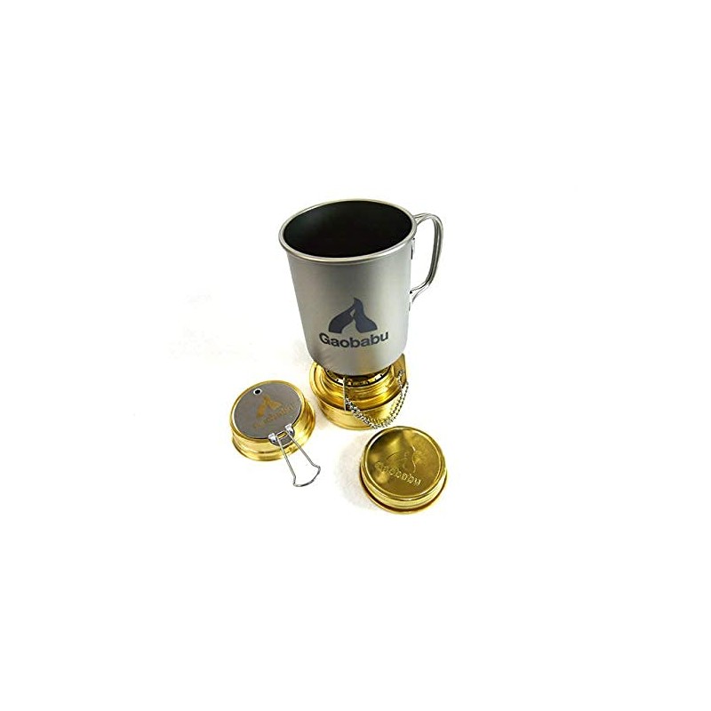 Gaobabuチタンマグカップ 300ml＆400mlのセット（フタ・メッシュ袋付）