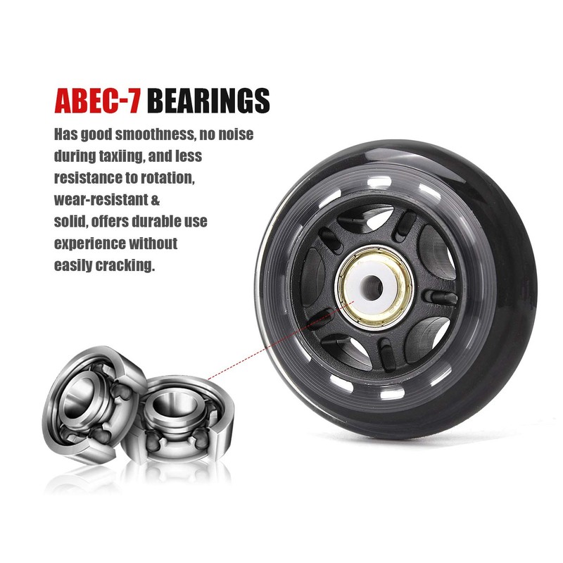 TOBWOLF 8 Pack 76mm 84A Inline Skate Wheels with ABEC-7