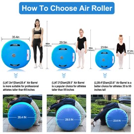 AWSUM Air Roller Gymnastics Barrel Inflatable Tumbling Mat Back Handspring Trainer for Octagon Mat Gym Home Gymnastics Equipment 1PCS，No Electric Pump