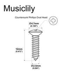 Musiclily Ultra 2.5x12mm Stainless Steel Countersunk Screws for Guitar Parts Wood Mounting, Nickel (Set of 10)