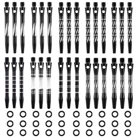 30 ejes de dardos para punta de acero, rosca mediana 2BA, aleación de aluminio, tallos de dardos de 50 mm, 53 mm, con anillos de goma, accesorios de dardos y vuelos (estilo fresco, negro)