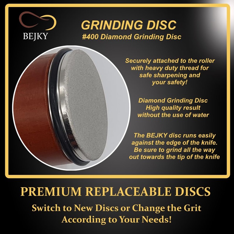 Premium Rolling Knife Sharpener with Replaceable Discs - Achieve Razor-Sharp