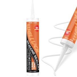 WELLUCK Clear Silicone Caulk, 100% Waterproof Caulking Silicone Sealant Flexible Cartridge Adhesive for Kitchen, Bathroom, Window, Door, Glass, Bathtub, Shower, RV, Auto Leak Sealing (10.2 OZ, 1Pack)