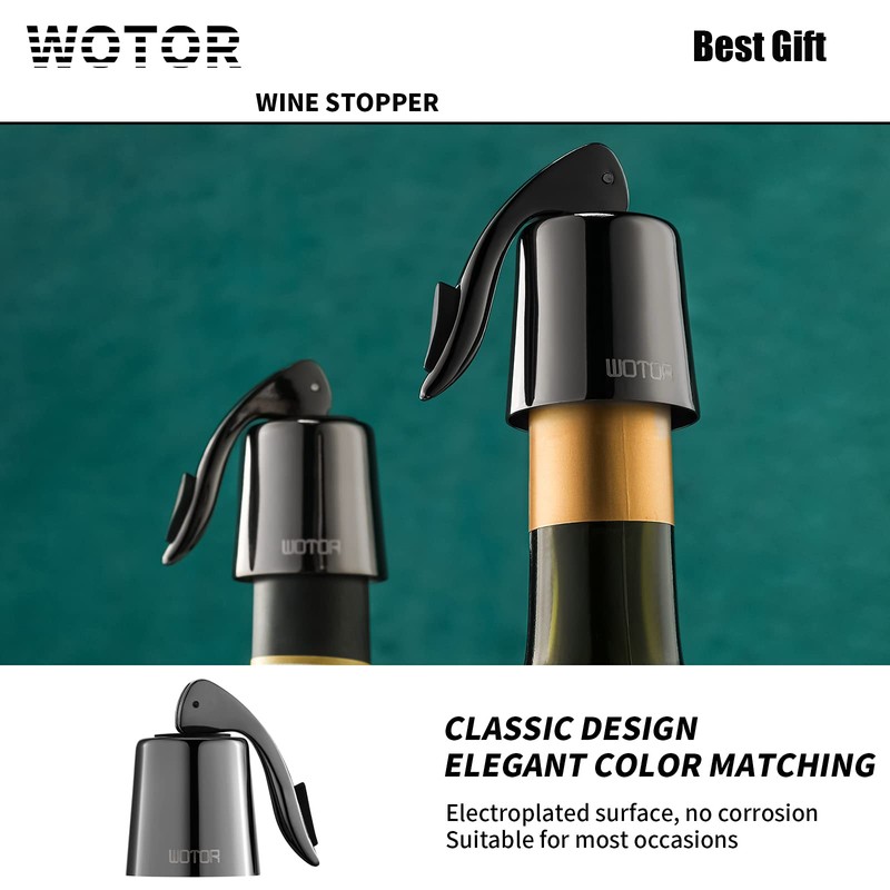 WOTOR Wine Stoppers Stainless Steel Wine Bottle stopper Plug with