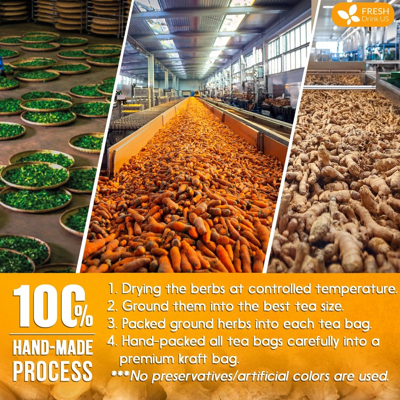 FreshDrinkUS, Premium 135 Tulsi Turmeric Ginger Tea Bags, 100% Natural