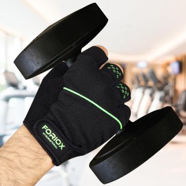 Foriox Gym Weight Lifting Workout Gloves with Wrist Support, Breathable & Full Palm Protection Unisex, Exercise Weightlifting, Training, Fitness, Cycling, Pull-ups (Green, Medium)