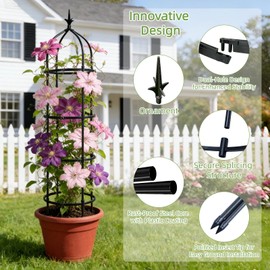 Kelived Garden Obelisk Trellis for Climbing Plants Adjustable, Rustproof Plastic Coated Steel Tall Plant Support Outdoor, Easy Assembly Obelisk Trellis for Garden Patio Clematis