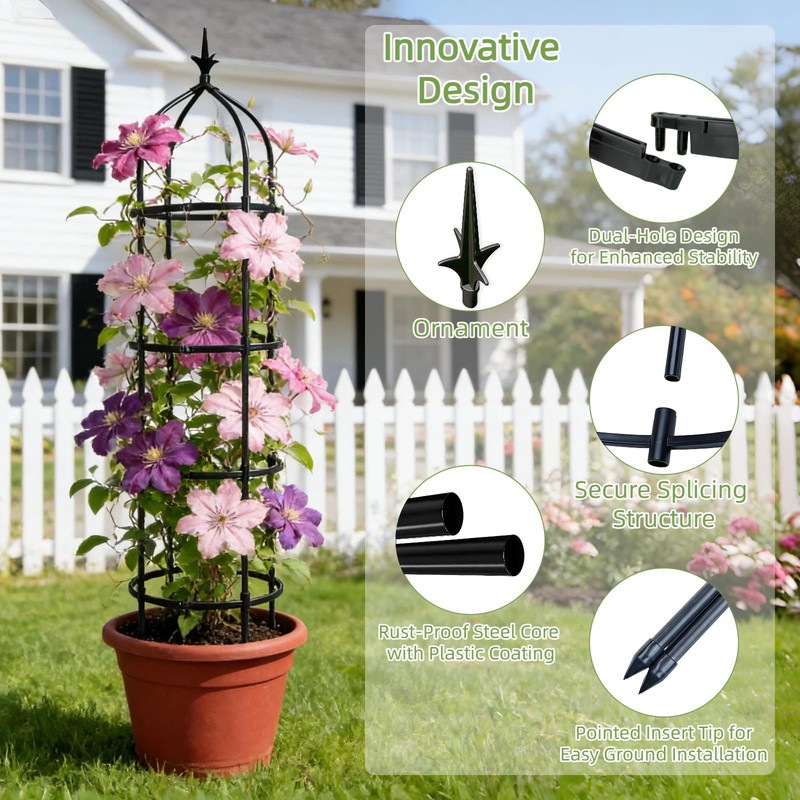 Kelived Garden Obelisk Trellis for Climbing Plants Adjustable, Rustproof Plastic