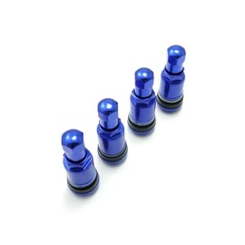 Pack of 4 11.3 mm Aluminium Rim Valves Metal Valve Blue Light