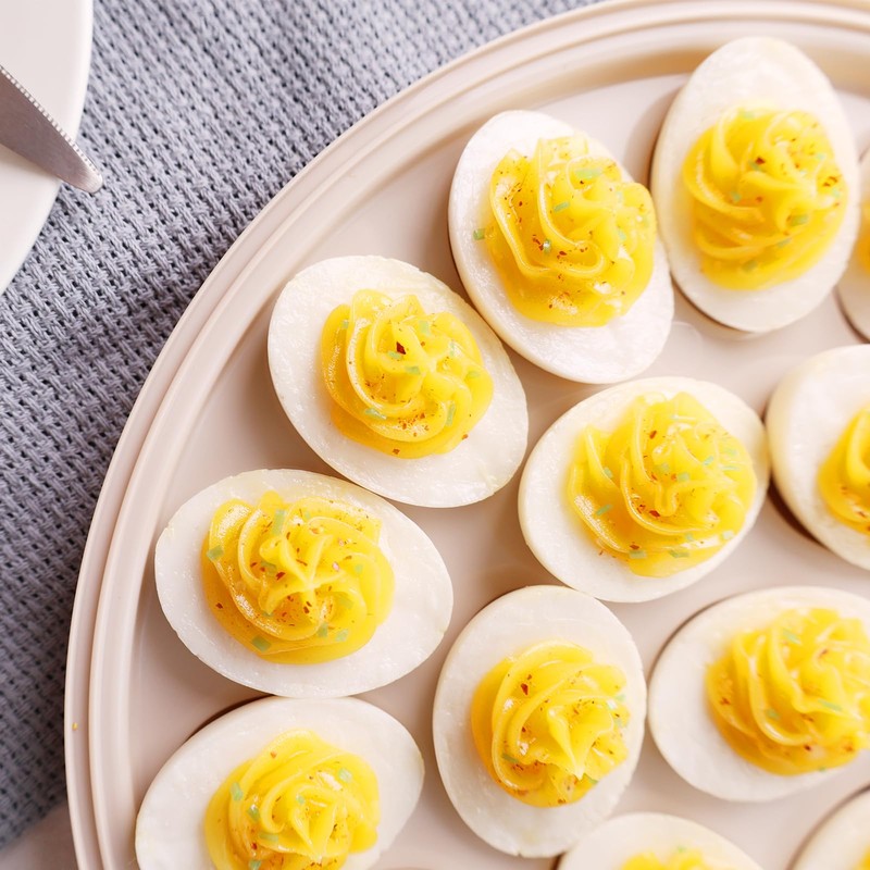 HAKSEN Deviled Egg Tray with Lid, Deviled Egg Platter Brown