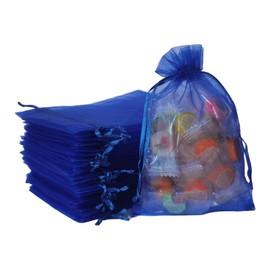 100 Pc Gift Organza Bags with Drawstring 5x7 inch Royal Blue for Jewelry,Candy Sheer Fabric Clear Mesh Sachet for Baby Shower,Christmas,Party Favors,First Birthday,Wedding,Bridal Shower,Mothers Day