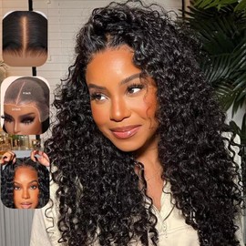LOVFIR Wear and Go Glueless Wig Human Hair Wigs for Black Woman Real Hair Wig HD Lace Front Wigs Human Hair Kinky Curly Human Hair Wig Brazilian Wigs Human Hair Resdy to Wear Wig 20 Inches