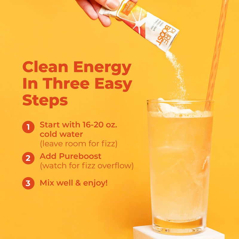 Pureboost Sugar-Free Clean Energy Booster, Refreshing Energy Drink Mix with