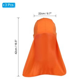 PATIKIL Sun Shade Hat Neck Shade, 3 Pack Sun Protection Sun Shade Hat Cooling Skull Cap Fishing Hats for Outdoor Hiking, Orange