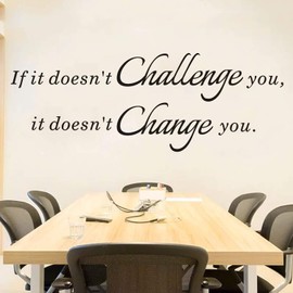 AnFigure Inspirational Wall Decals, Gym Wall Decal, Motivational Dorm Fitness Quotes Classroom School Office Home Art Decor Vinyl Stickers If it Doesn't Challenge You it Doesn't Change You 32"x11.8"