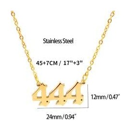 OUTLETISSIMO® 444 Gold Plated Guardian Angel Number ET130 Necklace with Number Taglia unica, Stainless Steel, Amethyst, Stainless Steel, Amethyst