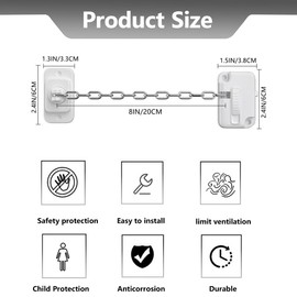 ZORVYN 1 Stück Adjustable Child Safety Window Lock, Window Locks, Door Chain Without Drilling, Window Safety for Children, Compatible with UPVC, Windows, Doors, Car Windows, Cabinets, Drawers