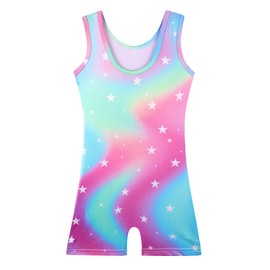 BAOHULU Leotard for Girls Gymnastics Toddler Tank Biketards Shorts Shiny Diamond Kids Dancewear B421_RainbowStars_120