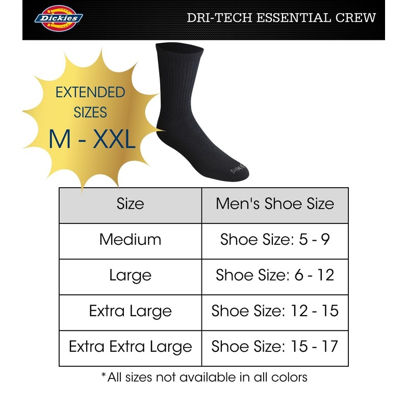 Dickies Men's Big & Tall Dri-tech Moisture Control Crew Socks