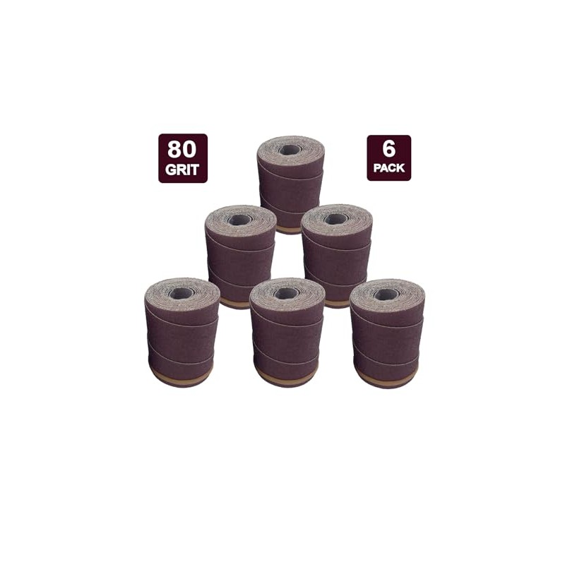 Ready-to-Wrap Sandpaper Rolls | 80 Grit | 6 Pack |