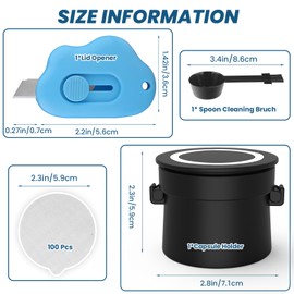 Reusable Vertuo Pod Refill Kit, Upgraded Design for Reusable Nespresso Vertuo Pods with Brush Lid Opener, Twist Holder with 100pcs Aluminum Foil Seal Lids for Refillable Nespresso Pods Vertuo