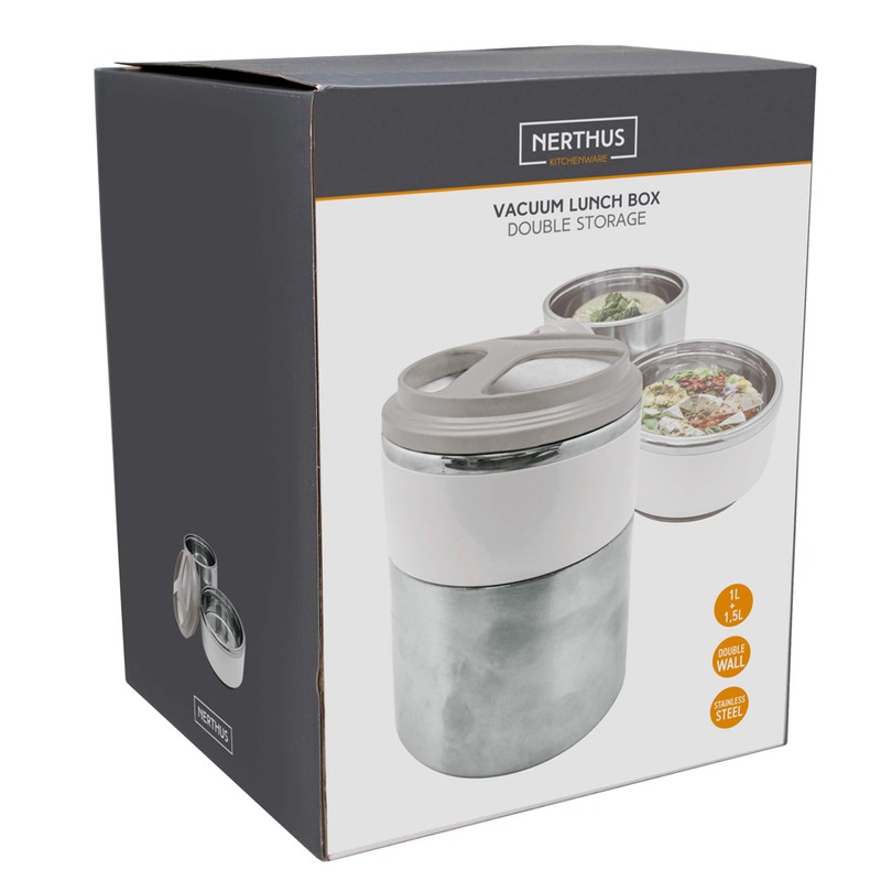 Nerthus FIH 729 Thermos Flask, Stainless Steel 18/8, INOX, White,