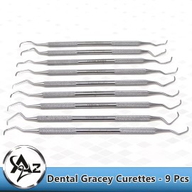 A2Z Scilab GERMAN SET OF 9 PCS PERIODONTAL GRACEY CURETTES KIT DENTAL SURGICAL INSTRUMENTS