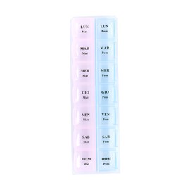 zc distribuzioni srl Weekly Rectangular Pill Box with 14 compartments. Days Divided into 2 compartments Morning/Afternoon. Italian. Daily Pencil Box, Organizer. (21.5 cm x 6.5 cm x 2 cm x 2 cm)