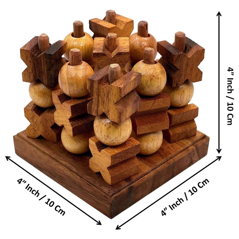 Tic-Tac-Toe 3D Strategy Wooden Game